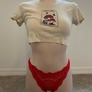 Crop top and red undies